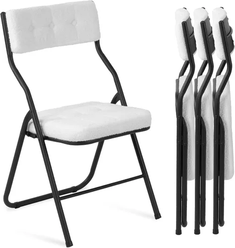Miniatura 13 de Juego de 4 sillas plegables acolchadas, sillas plegables resistentes con cojín, juegos portátiles y cómodos para comedor, oficina, fiesta, mesa