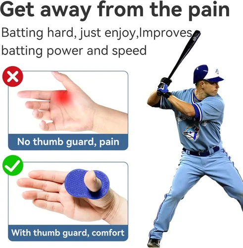 Miniatura 2 de Paquete de 2 protectores de pulgar de béisbol para bateadores profesionales, ayuda de entrenamiento de swing de bateo, protector de pulgar de Azul
