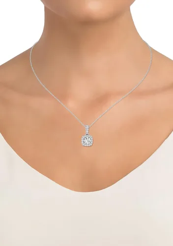 Miniatura 5 de Femme Luxe Collar con colgante cuadrado de halo de diamantes cultivados en laboratorio de 033 quilates en plata de ley 925 cadena de cable de 18