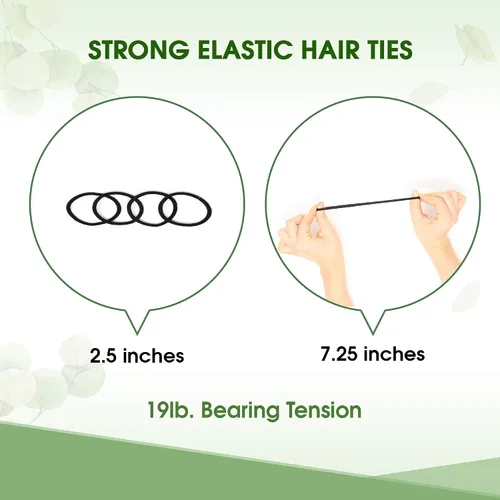 Miniatura 7 de BIODEGRADABLE - Lazos elásticos para el cabello para mujeres y hombres, orgánicos, sin arrugas, ligas negras para cola de caballo y coletas