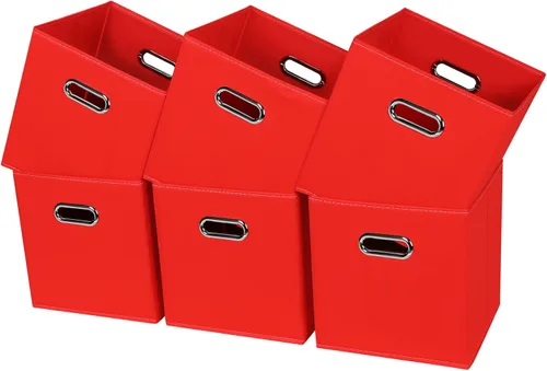 Miniatura 17 de Cubos de almacenamiento de tela – 13 x 13 x 13 pulgadas, cubos organizadores plegables con asas dobles – juego de 6, color azul