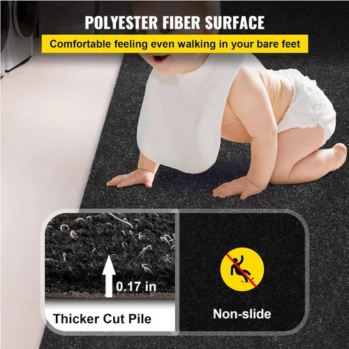 Miniatura 4 de Happybuy 6 pies x 13 pies Alfombra marina negra para barcos impermeable - Alfombra enrollable de 0.18" de espesor para interior y exterior