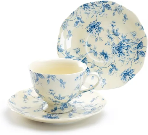 Miniatura 2 de Blue Rose Toile - Taza de té y platillo de porcelana fina