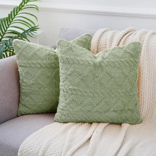 Miniatura 13 de uxcell Juego de 2 fundas de almohada de felpa de lana sintética, fundas de almohada con patrones geométricos, fundas de almohada decorativas