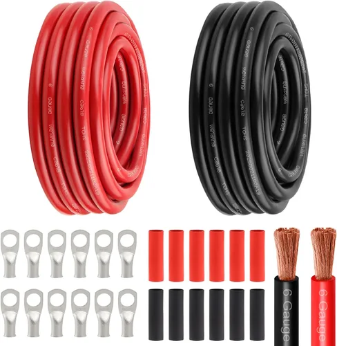 Miniatura 11 de Cable de alimentación de batería de 8 AWG - 5 pies rojo + 5 pies negro, cable de soldadura flexible de calibre 8 de alambre de cobre OFC