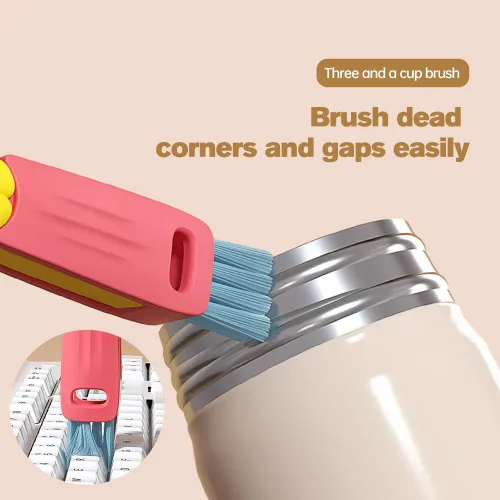Miniatura 8 de Cepillo de limpieza de tapa de taza 3 en 1, cepillo portátil multifuncional de grietas para tapa de botella, espacios estrechos de botella, cepillo