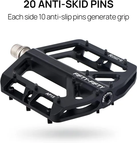 Miniatura 2 de FIFTY-FIFTY Pedales de bicicleta de montaña, pedales planos antideslizantes y de aleación de aluminio, rodamiento sellado de 9/16 pulgadas