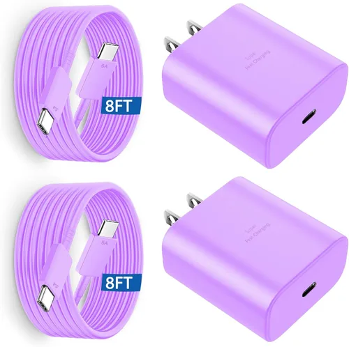 Miniatura 19 de Cargador súper rápido Samsung USB-C de 45 W tipo C de 8 pies, cable de carga rápida con bloque de cargador de pared de teléfono Android para Samsung