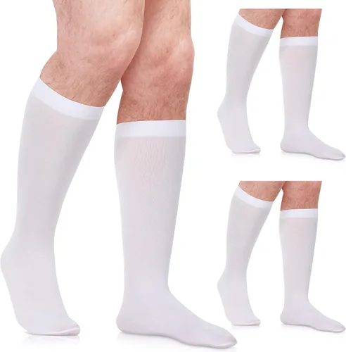 Eurzom 3 pares de calcetines coloniales para hombre, accesorios de disfraz colonial, calcetines blancos hasta la rodilla para adultos, Halloween,