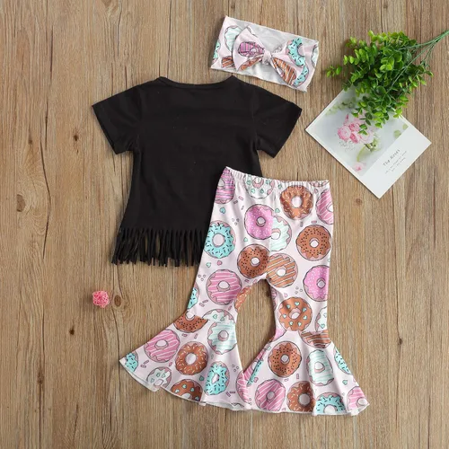 Miniatura 3 de Conjunto de 2 piezas de ropa de invierno para recién nacido, de manga larga, de encaje, con abertura en los pantalones vaqueros
