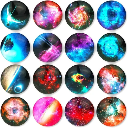 Imanes para refrigerador con patrón de cielo estrellado, paquete de 16 imanes para nevera, gabinetes de oficina, pizarras blancas, fotos de 1.35