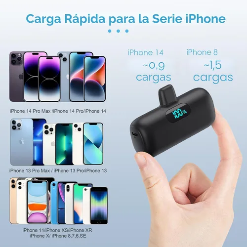 Miniatura 3 de Cargador portátil pequeño para iPhone 14/13,5000mAh PD cargador de carga rápida, mini batería portátil cargador de teléfono esencial de viaje