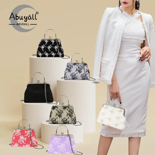 Miniatura 119 de Bolso floral con asa superior, bolso de noche Kiss Lock para mujer, bolso vintage
