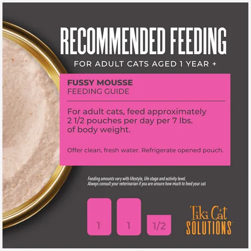 Miniatura 7 de Tiki Cat Solutions Fussy Mousse, hígado de pato y huevo, especialmente formulado para apoyar la digestión saludable, gato húmedo funcional