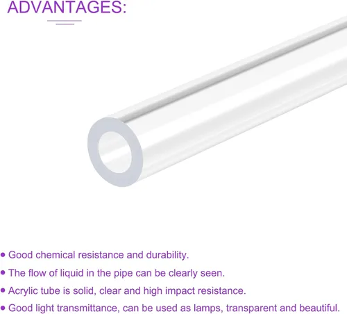 Miniatura 6 de DMiotech 2pcs 0.236 in x 0.394 in 12" tubo de acrílico transparente rígido tubo de plástico para acuario tubería de agua, sistema de refrigeración