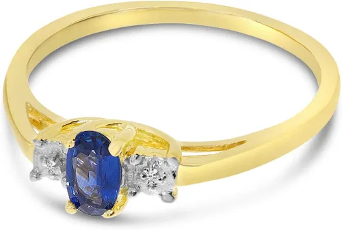 Miniatura 4 de Anillo de zafiro y diamante en oro amarillo de 14 quilates