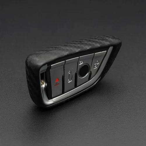Miniatura 5 de iJDMTOY Funda de silicona suave con patrón de fibra de carbono negra compatible con Toyota Supra GR 2020 en adelante