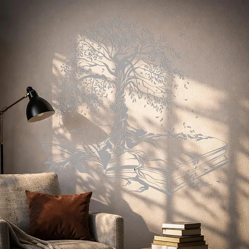 Miniatura 21 de Vinilo adhesivo para pared, diseño de árbol de hojas, biblioteca de conocimiento, sala de lectura, decoración grande (ig5200)