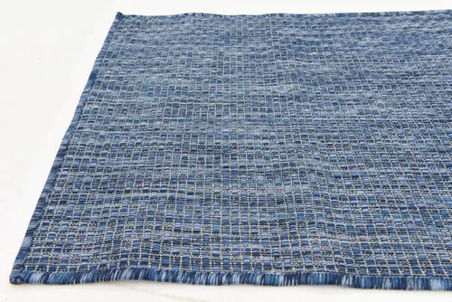 Miniatura 9 de Unique Loom Collection Alfombra de Área Plana Casual de Transición Sólida Jaspeada para Interiores/Exteriores (Pasillo 2' x 6' 1", Azul/Azul Marino)