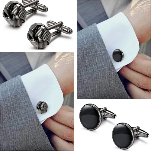 Miniatura 4 de LOLIAS Juego de gemelos clásicos de 6 pares para hombres, bodas, negocios, día de San Valentín, cumpleaños, regalos del padre con caja de gemelos