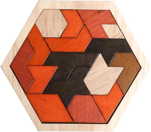 Miniatura 9 de Rompecabezas de bloques de madera para niños y adultos, rompecabezas de hexágono, juegos de rompecabezas de madera, juguete de forma