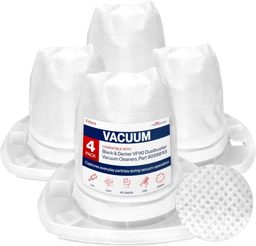 Vasos de repuesto para filtro de vacío compatibles con aspiradoras Black & Decker VF110 Dustbuster, parte 90558113 de LifeSupplyUSA (paquete de 4)