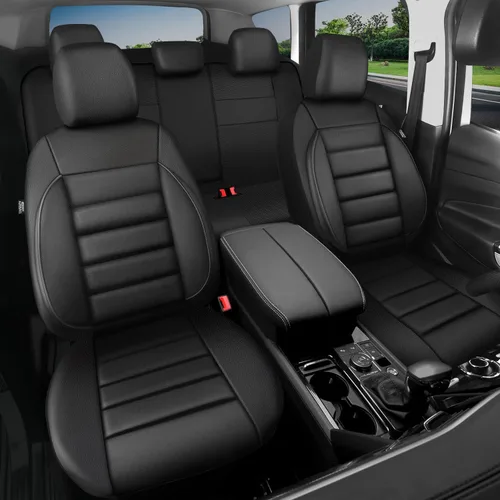 Miniatura 9 de CAR PASS Fundas de Asiento de Cuero Juego Completo Universal Resistente al Agua Soporte Trasero de Espuma 3D, Comodidad de Lujo Automotriz 5 Fundas