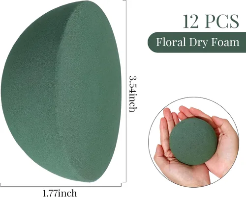 Miniatura 2 de Shihanee 12 bolas redondas de espuma floral en bloque de espuma floral húmedo y seco, bolas de espuma de flores verdes para flores artificiales