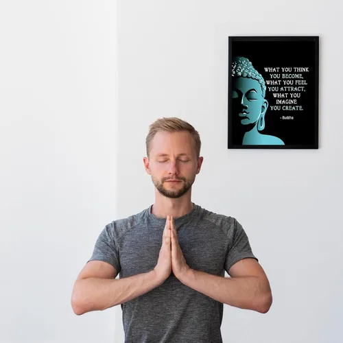 Miniatura 4 de Impresión de citas de Buda "What You Think, Feel & Imagine", arte de pared espiritual de 8 x 10 pulgadas, ideal para decoración del hogar