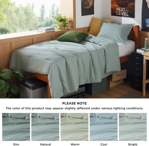 Miniatura 399 de Bedsure Juego de edredón Twin/Twin XL, ropa de cama suave beige para todas las estaciones, juego de cama teñido catiónico, 2 piezas, 1 edredón