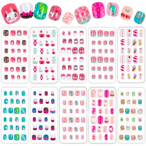Miniatura 7 de 240 piezas de uñas postizas para niñas, uñas artificiales para niñas, uñas postizas de presión para niñas, uñas de acrílico de cubierta completa