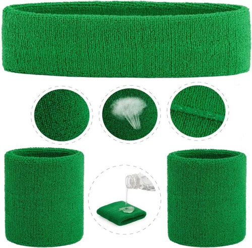 Miniatura 121 de ONUPGO - Conjunto de diadema y muñequeras deportivas para el sudor, hechas de algodón con bucles, muñequeras, contra humedad