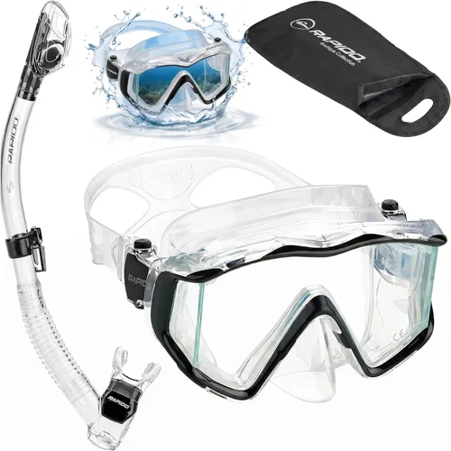 Miniatura 2 de Phantom Aquatics Rapido Clareza Máscara de Tres Lentes y Snorkel Combo