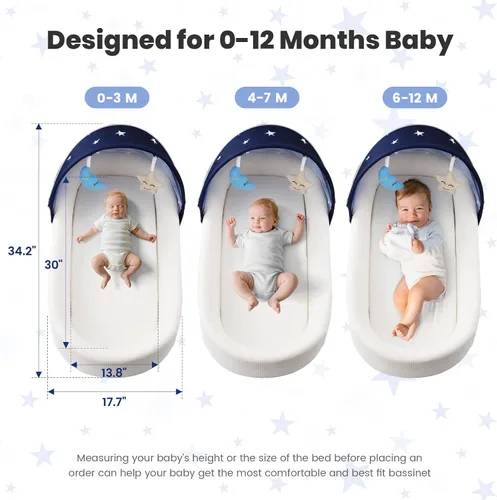 Miniatura 6 de Cuna portátil para bebé, moisés de viaje para recién nacidos y bebés, adecuado para transporte en interiores y exteriores, ligero, plegable