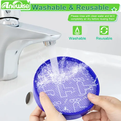 Miniatura 7 de Anewise Kits de filtro de repuesto para filtros de bola de vacío Dyson dc25, incluye 1 filtro premotor lavable 919171-02 y 1 filtro Hepa 916188-05