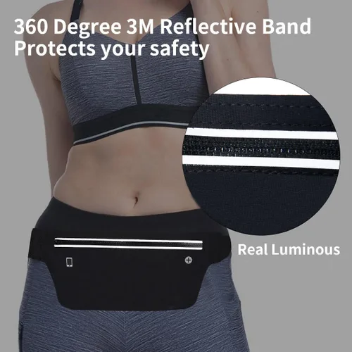 Miniatura 6 de Riñoneras para mujer, riñonera impermeable para hombres, cinturón ajustable para correr, cinturón de bolsillo delgado y expandible, soporte