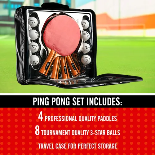 Miniatura 2 de JP WinLook Juego de palas de ping pong, juego de paletas de tenis de mesa portátil con palas de ping pong, estuche profesional y pelotas de ping