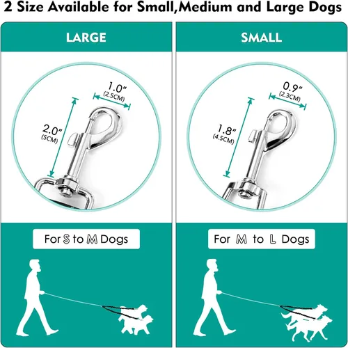 Miniatura 6 de 2 correas para perro, doble correa para perro, correa elástica sin enredos, correa elástica para perro, giratoria de 360°, sin enredos, correa doble