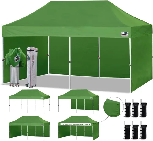 Miniatura 17 de Eurmax Tienda de campaña desplegable de 8 x 8 de Estados Unidos, con bolsa rodante patentada sin puntas, 4 paredes extraíbles con cremallera, toldo
