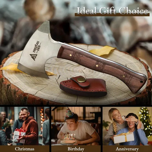 Miniatura 6 de Freelander Hacha de lanzamiento profesional de 8.3 pulgadas con mango de madera, hacha de lanzamiento vikingo de espiga completa para adultos