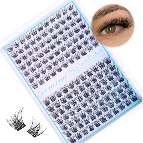 Miniatura 11 de Extensiones de pestañas en racimo con banda transparente, pestañas cortas y onduladas C, extensiones de pestañas naturales en racimo, pestañas