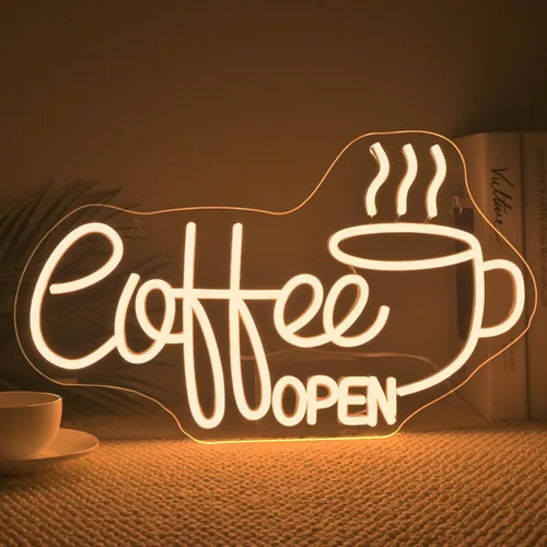 Miniatura 10 de Ineonlife Letrero de neón para barra de café, accesorios iluminados para decoración de pared, letrero LED moderno para cafetería, pequeña estación