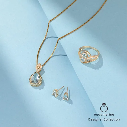 Miniatura 4 de Peora Anillo solitario flotante aguamarina para mujer oro blanco de 14 quilates piedra natal de piedras preciosas auténticas 175 quilates en total