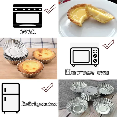 Miniatura 3 de Moldes para tarta de huevo, paquete de 32 moldes para tartas de 2.75 pulgadas, mini latas de aluminio para hornear (paquete de 32 – 2.75 pulgadas)