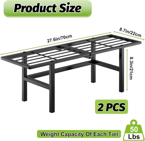 Miniatura 2 de Paquete de 2 soportes para plantas de 1 nivel para interiores y exteriores, estante plegable de metal para plantas, diseño estrecho de 8.7 pulgadas