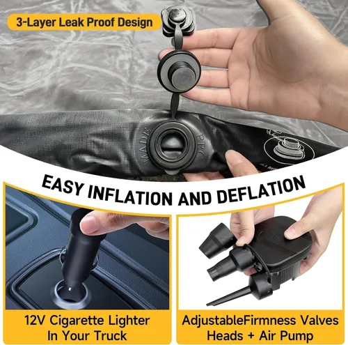 Miniatura 3 de Umbrauto Truck Bed Air Mattress Inflatable Pickup Camping Airbed for 5.5-5.8ft Full Size Short Truck Bed Road Trip Sleeping Pad with Pump for