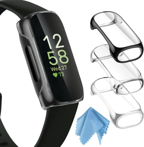 Miniatura 10 de FINTIE Paquete de 3 fundas compatibles con Fitbit Inspire 3 2 HR, flexible, suave, protector de pantalla de reloj, funda de TPU para parachoques