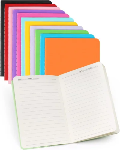 Gwybkq Cuadernos de bolsillo pequeños rayados, paquete de 12 blocs de notas a granel, juego de diario pequeño de tapa blanda de 3.5 x 5.5 pulgadas