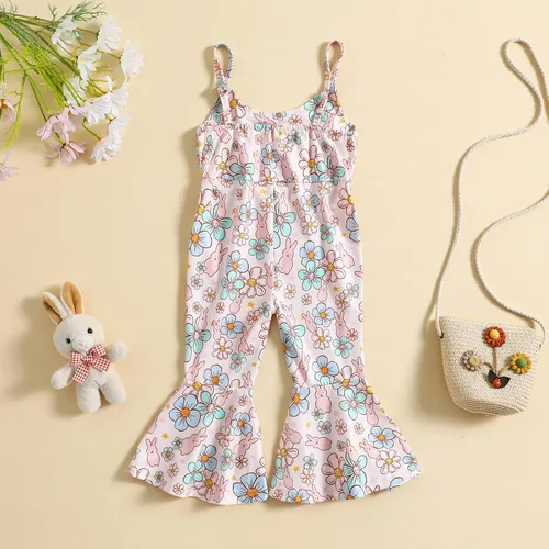 Miniatura 2 de Hantleiftov Traje de Pascua para bebé, sin mangas, con estampado de huevo de conejo, con correa, parte inferior acampanada, ropa de verano