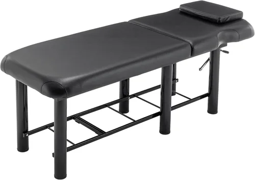 Mesa de masaje profesional con respaldo, mesa de terapia física estacionaria de piel sintética, equipo de belleza de peluquería con marco de metal,